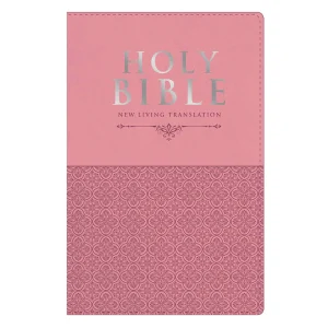 NLT Pink Pattern Faux Leather Standard Bible Thumb Indexed