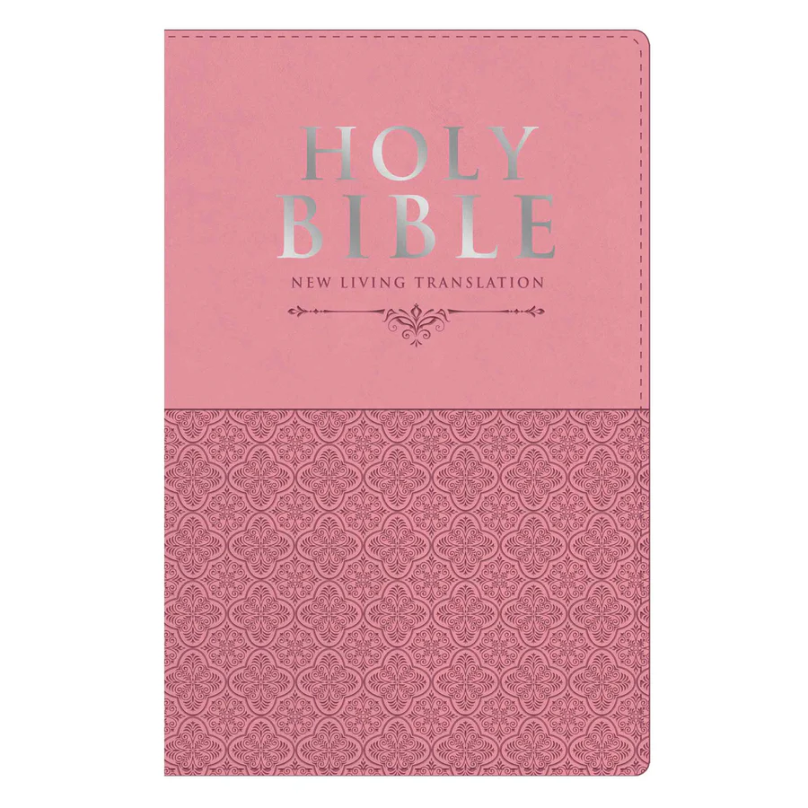 NLT Pink Pattern Faux Leather Standard Bible Thumb Indexed