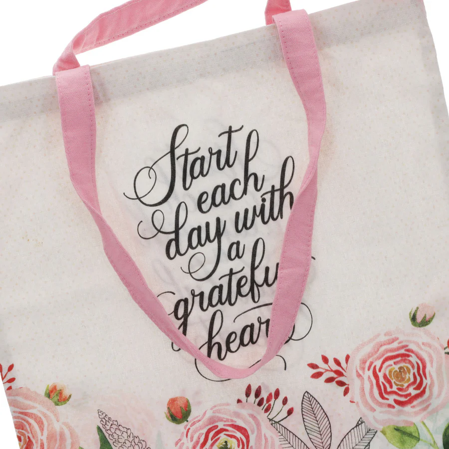 Start Each Day with a Grateful Heart Cotton Canvas Tote Bag - Image 2